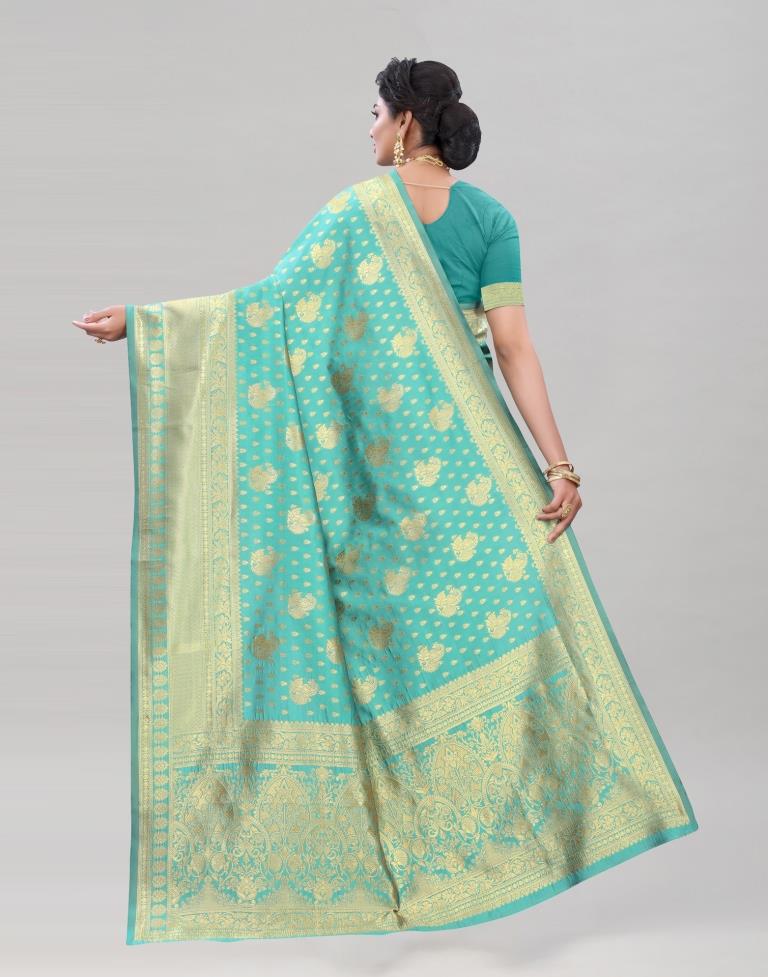 Pine Green Coloured Poly Silk Jacquard Saree | Sudathi