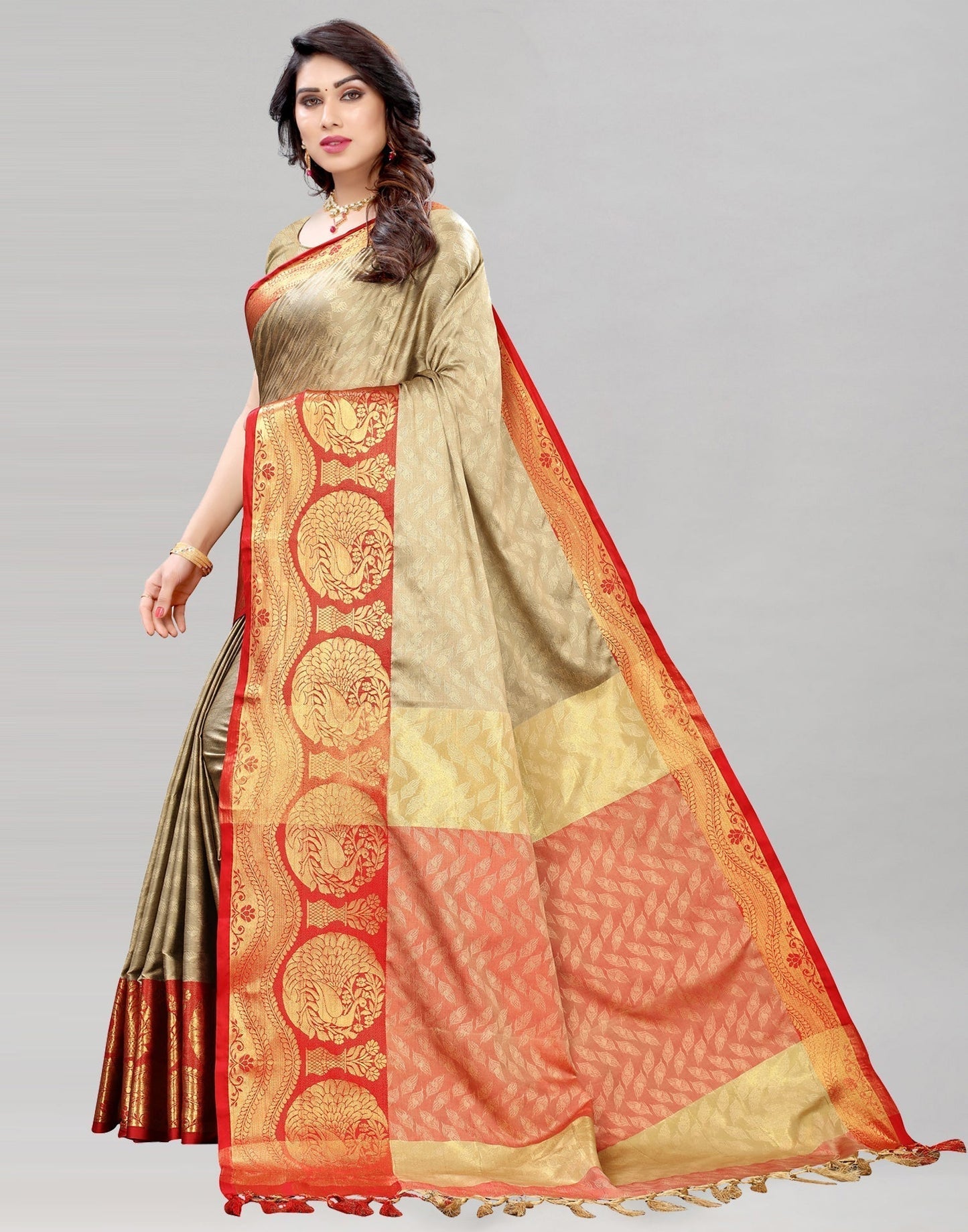 Beige Silk Saree | Leemboodi