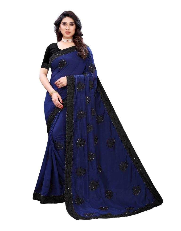 Royal Blue Coloured Poly Silk Embellished Partywear saree | Sudathi