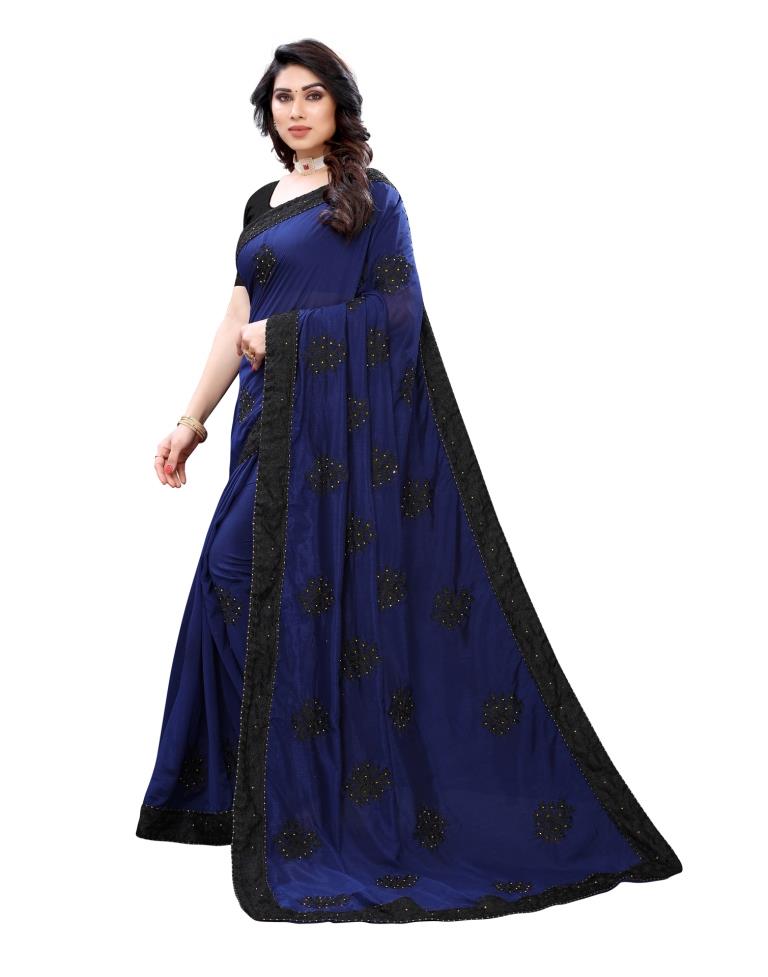 Royal Blue Coloured Poly Silk Embellished Partywear saree | Sudathi