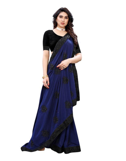 Royal Blue Coloured Poly Silk Embellished Partywear saree | Sudathi