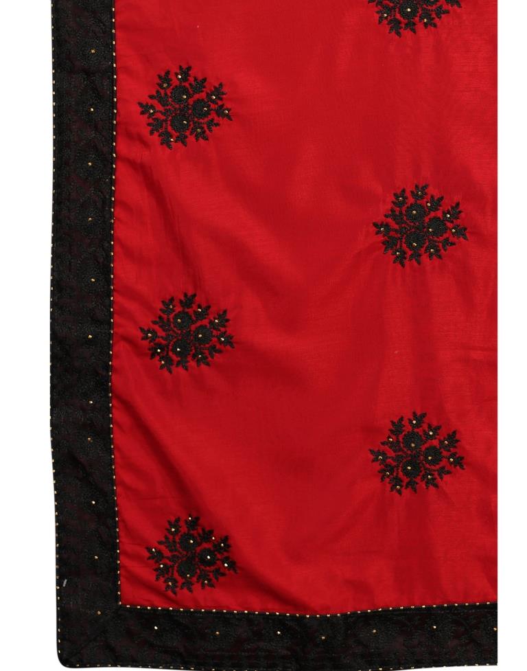 Red Coloured Poly Silk Embellished Partywear saree | Sudathi