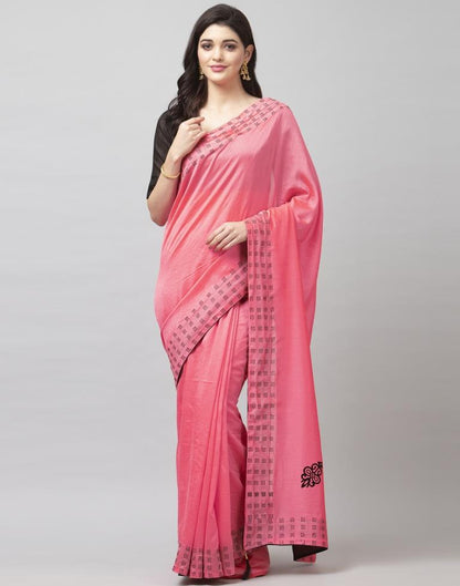 Peach Coloured Poly Silk Embellished Partywear saree | Sudathi