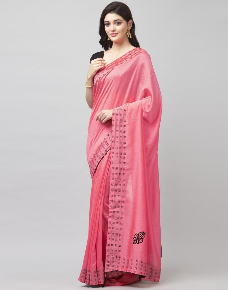 Peach Coloured Poly Silk Embellished Partywear saree | Sudathi