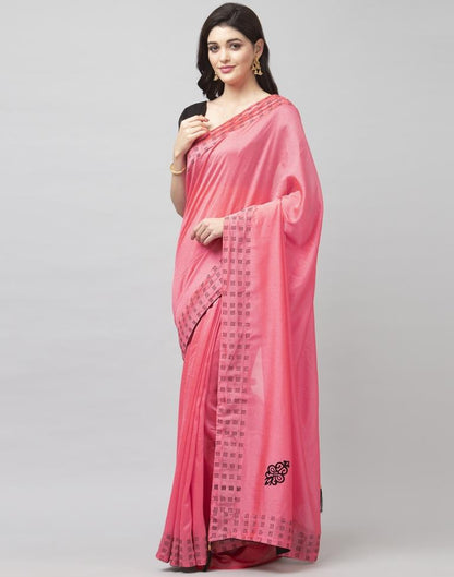 Peach Coloured Poly Silk Embellished Partywear saree | Sudathi
