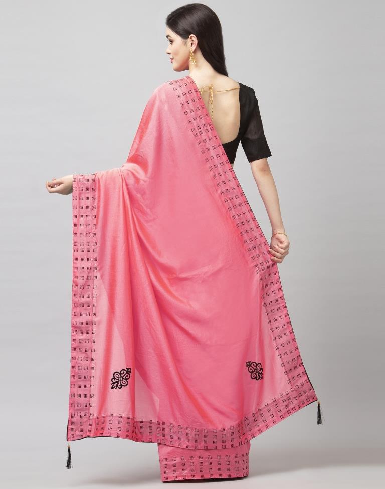 Peach Coloured Poly Silk Embellished Partywear saree | Sudathi