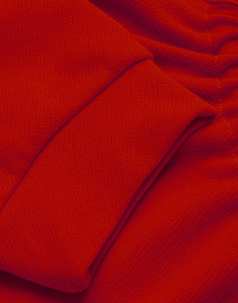 Breezy Red Coloured Knitted Lycra Tops | Leemboodi