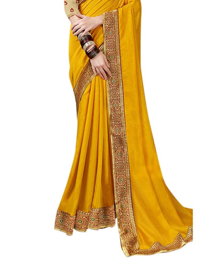Mustard Yellow Coloured Poly Silk Jacquard Partywear saree | Sudathi