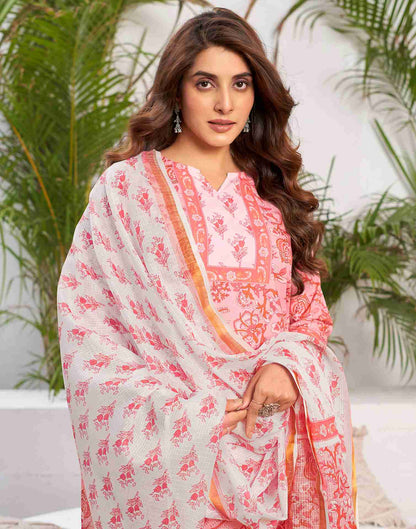 Rose Pink Printed Rayon Straight Kurta Set With Dupatta