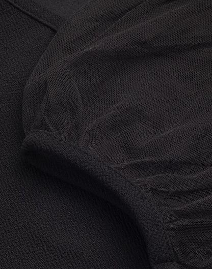 Dazzling Black Coloured Knitted Lycra Tops | Sudathi