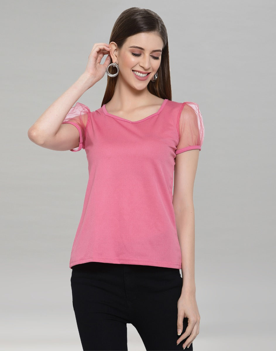 Dazzling Black Coloured Knitted Lycra Tops | Sudathi