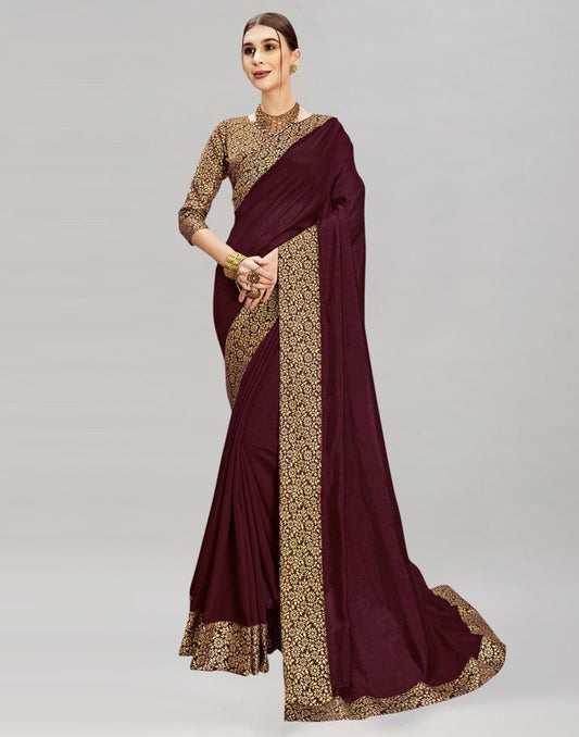 Maroon Coloured Poly Silk Jacquard Saree | Sudathi