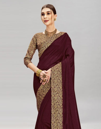 Maroon Coloured Poly Silk Jacquard Saree | Sudathi