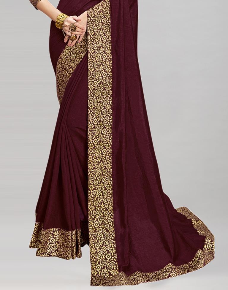Maroon Coloured Poly Silk Jacquard Saree | Sudathi