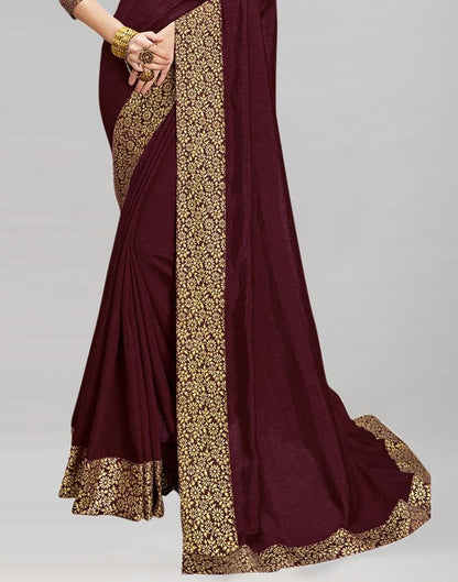 Maroon Coloured Poly Silk Jacquard Saree | Sudathi