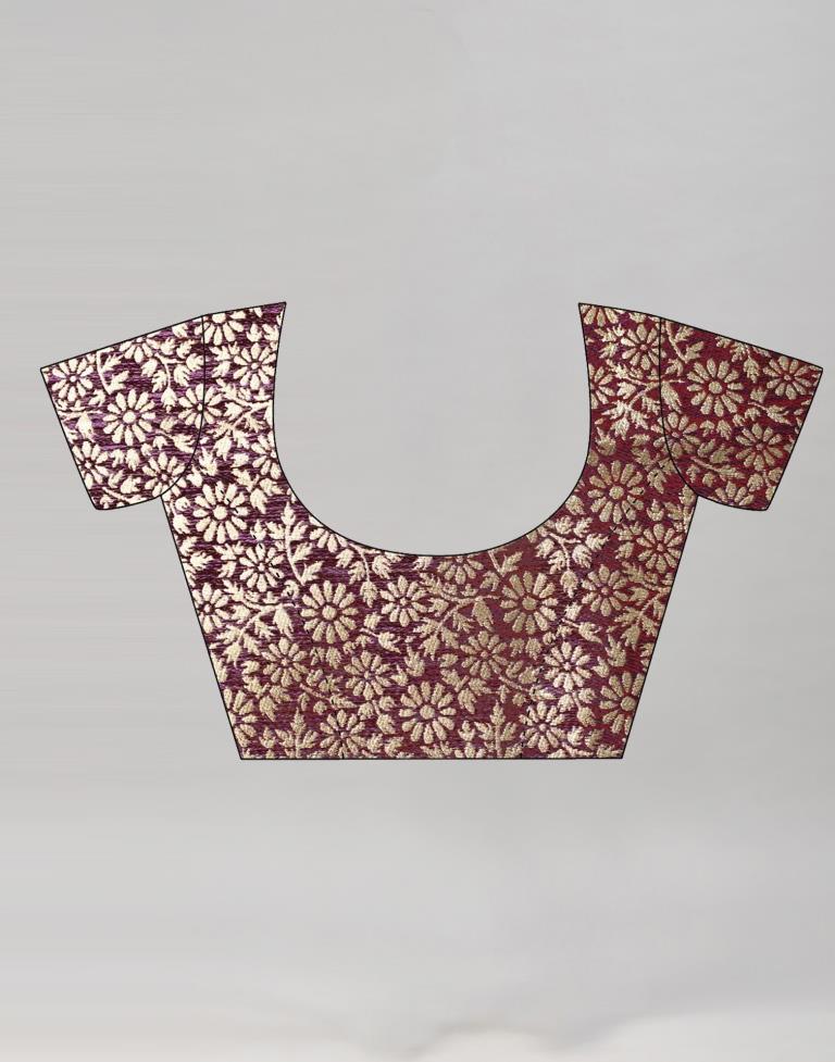 Maroon Coloured Poly Silk Jacquard Saree | Sudathi