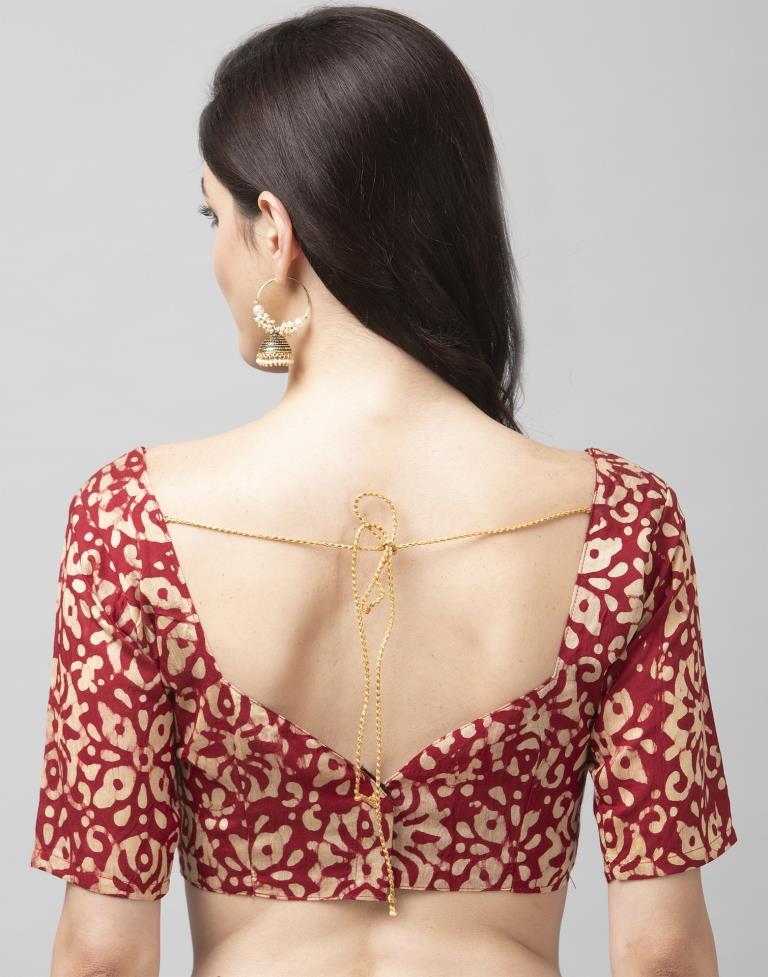 Maroon Coloured Poly Cotton Printed Saree | Sudathi