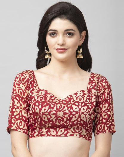 Maroon Coloured Poly Cotton Printed Saree | Sudathi