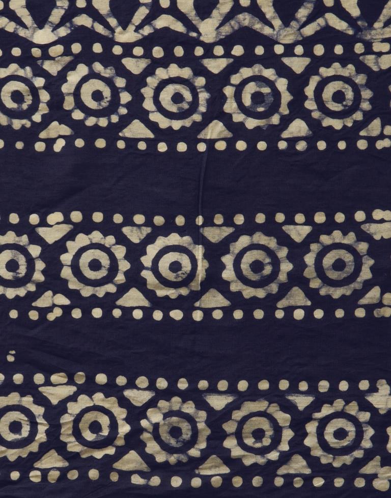Navy Blue Coloured Poly Cotton Printed Casual saree | Sudathi