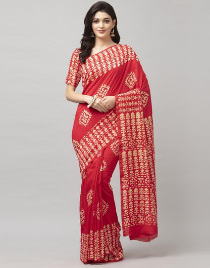 Pink Coloured Poly Cotton Printed Casual saree | Sudathi