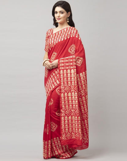 Pink Coloured Poly Cotton Printed Casual saree | Sudathi