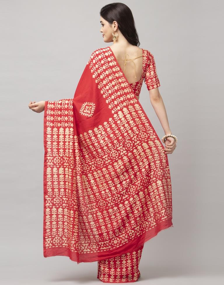 Pink Coloured Poly Cotton Printed Casual saree | Sudathi