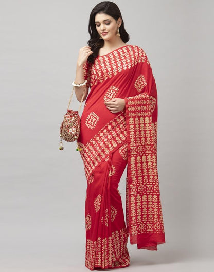 Pink Coloured Poly Cotton Printed Casual saree | Sudathi