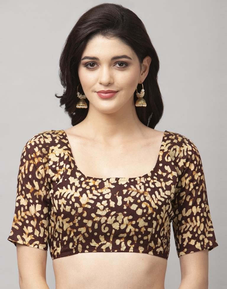 Brown Coloured Poly Cotton Printed Casual saree | Sudathi