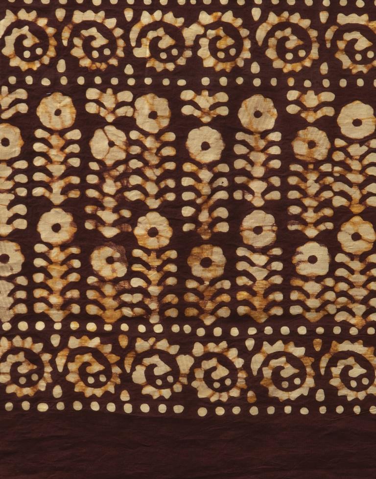 Brown Coloured Poly Cotton Printed Casual saree | Sudathi