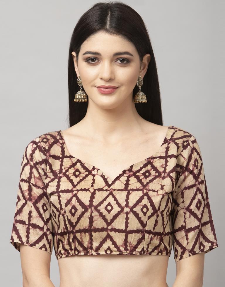 Purple Wine Coloured Poly Cotton Printed Saree | Sudathi