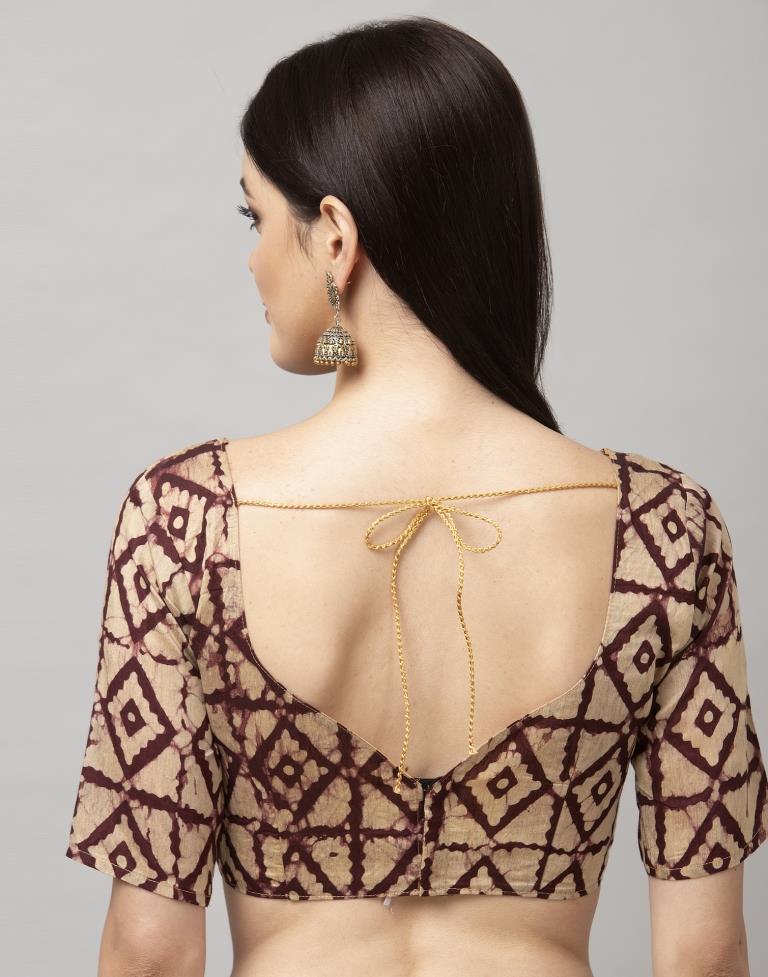 Purple Wine Coloured Poly Cotton Printed Saree | Sudathi