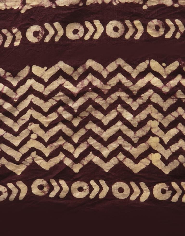 Purple Wine Coloured Poly Cotton Printed Saree | Sudathi