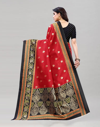 Red Coloured Poly Silk Foil Printed Saree | Sudathi