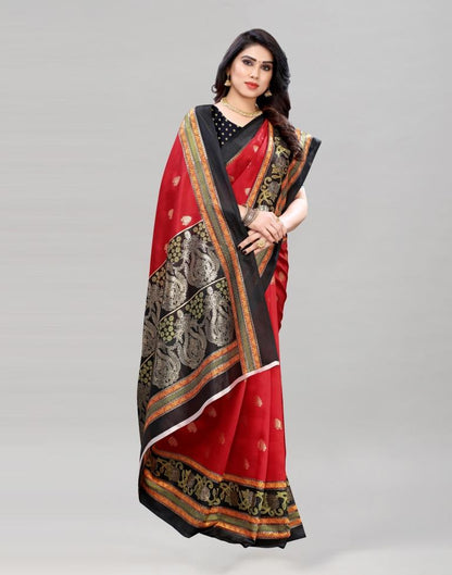 Red Coloured Poly Silk Foil Printed Saree | Sudathi
