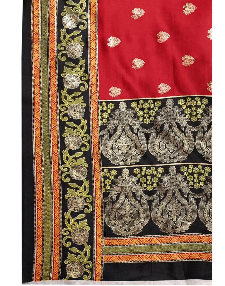 Red Coloured Poly Silk Foil Printed Saree | Sudathi
