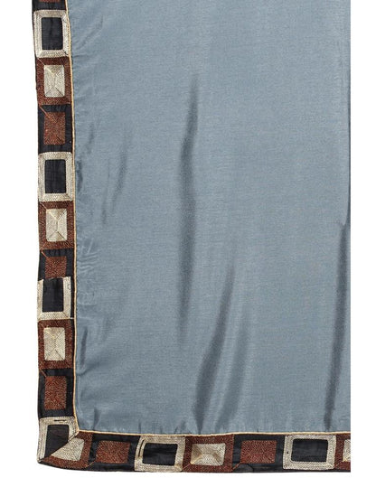 Silver Grey Coloured Poly Silk Embroidered Saree | Sudathi