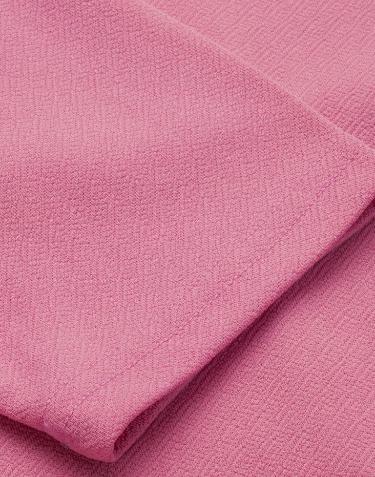 Exuberant Pink Coloured Knitted Lycra Bodycon | Sudathi