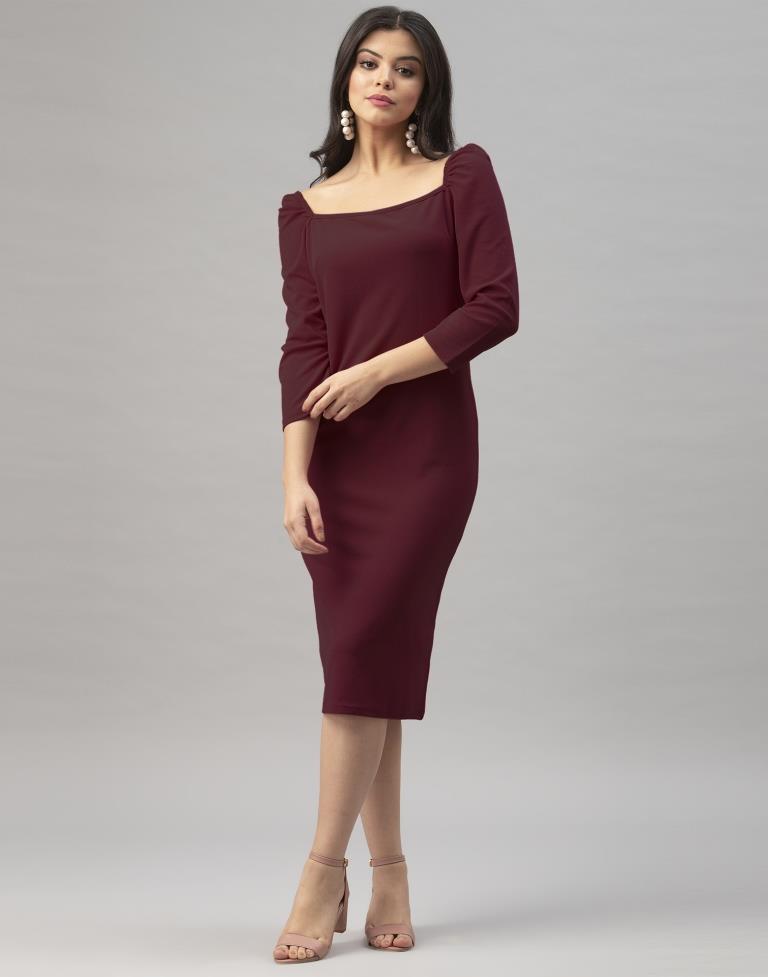 Maroon Knitted Dress | Sudathi