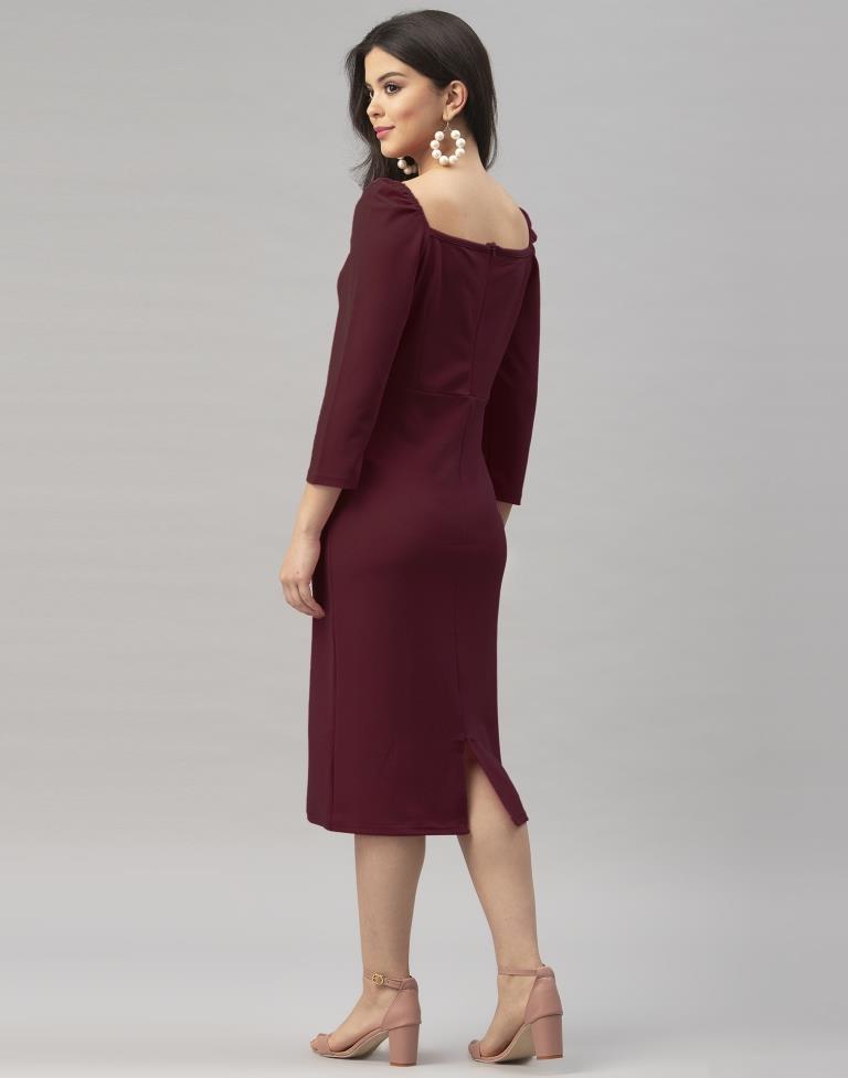 Maroon Knitted Dress | Sudathi