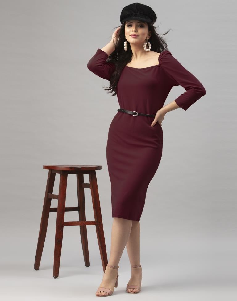 Maroon Knitted Dress | Sudathi