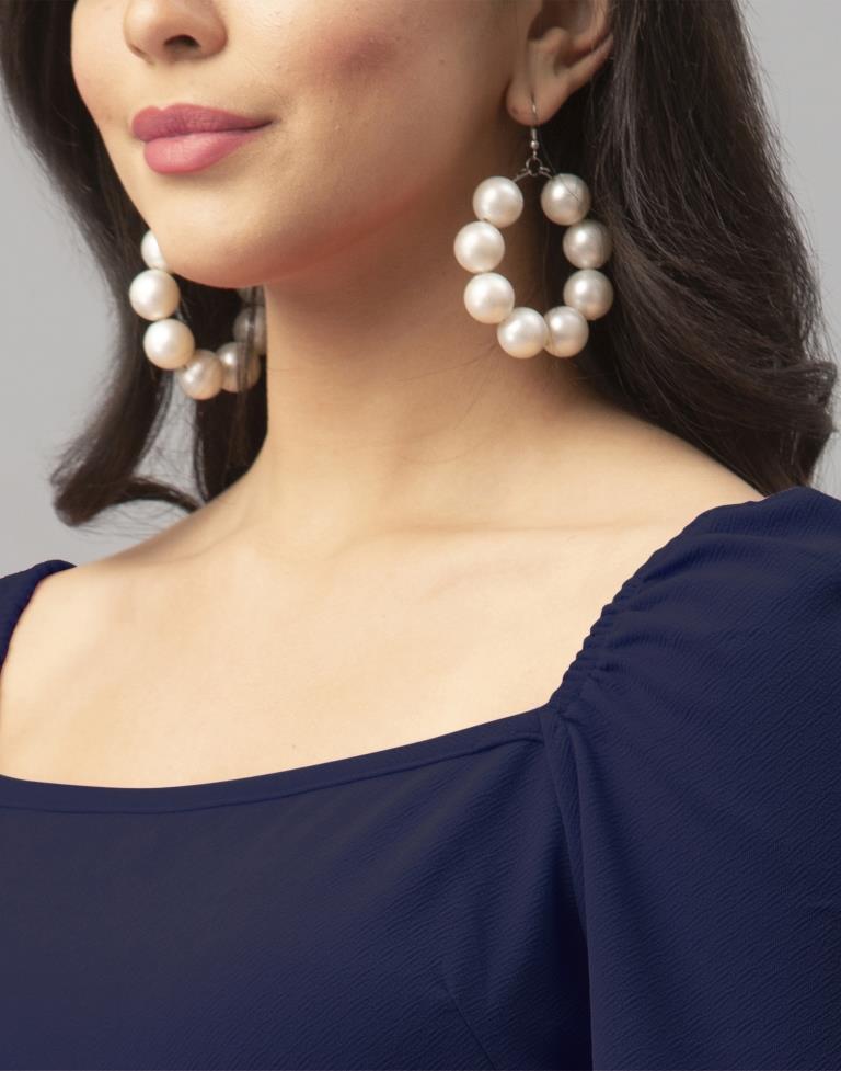 Tremendous Blue Coloured Knitted Lycra Tops | Sudathi