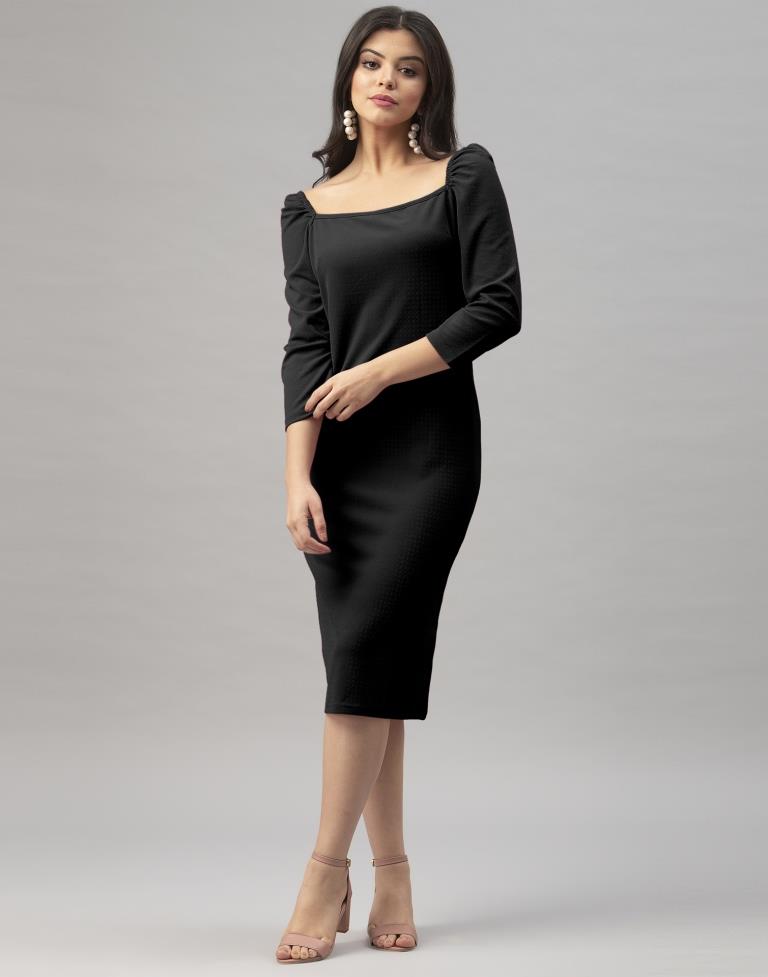 Elegant Black Knitted Dress | Sudathi
