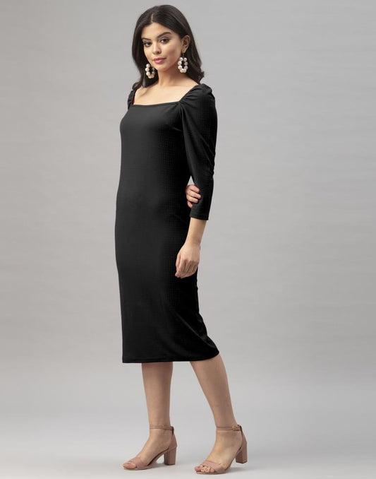 Elegant Black Knitted Dress | Sudathi