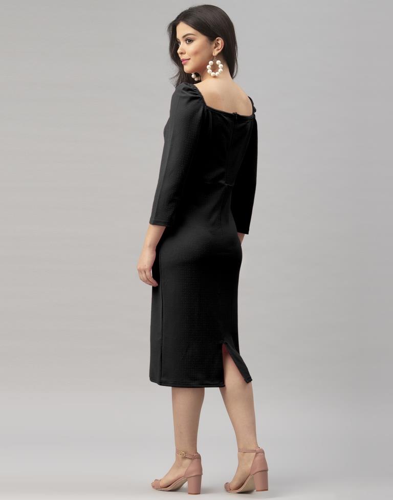 Elegant Black Knitted Dress | Sudathi