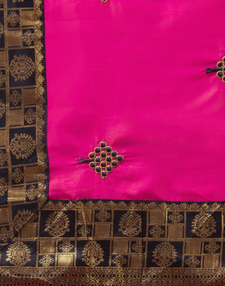 Pink Coloured Poly Silk Embroidered Jacquard Partywear saree | Sudathi