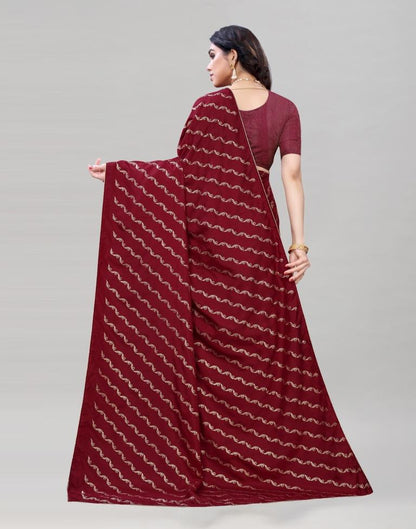 Maroon Coloured Poly Silk Foil Printed Saree | Sudathi