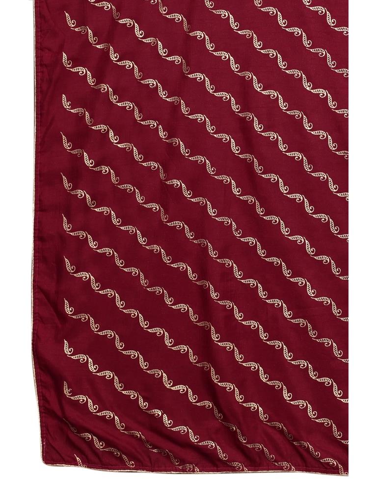 Maroon Coloured Poly Silk Foil Printed Saree | Sudathi