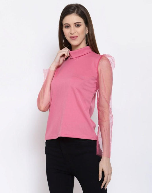 Pink Coloured Knitted Lycra Top | Leemboodi