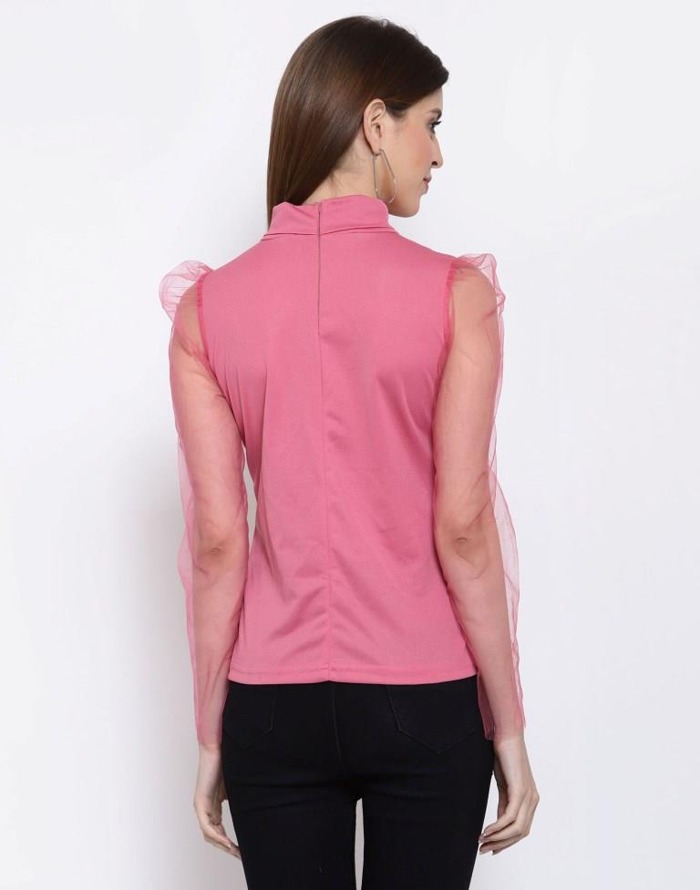 Pink Coloured Knitted Lycra Top | Leemboodi