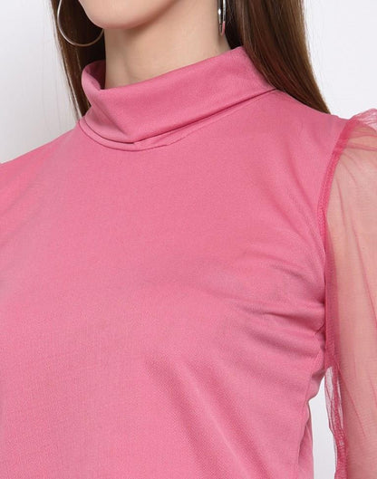 Pink Coloured Knitted Lycra Top | Leemboodi